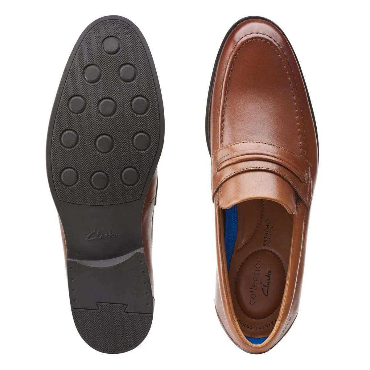 Clarks Men's Whiddon Loafer Slip Ons- Dark Tan