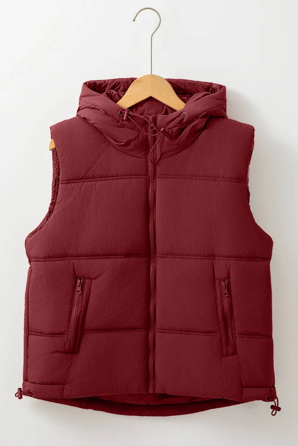 Clay Zip-up Side Pockets Hooded Puffer Gilet