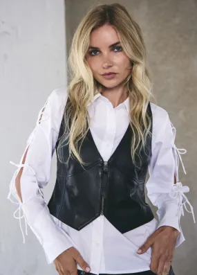 Co Couture Phoebe gilet leer zwart