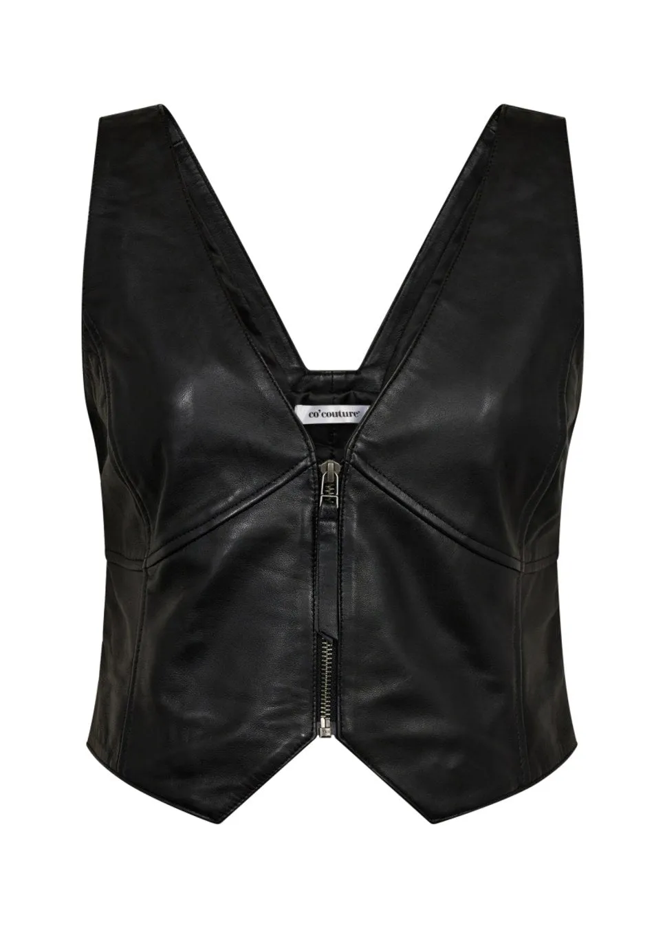 Co Couture Phoebe gilet leer zwart