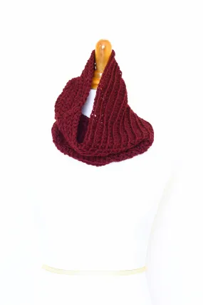 Crochet infinity scarf in red color, chunky cowl - 12 colors available