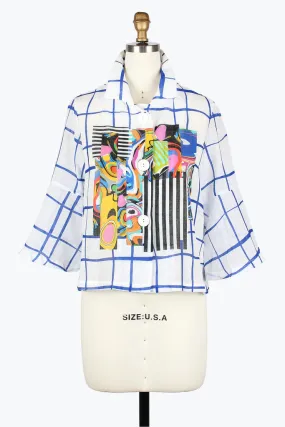 DAMEE MULTI-PATTERN CROPPED JKT - 2456 - WHT
