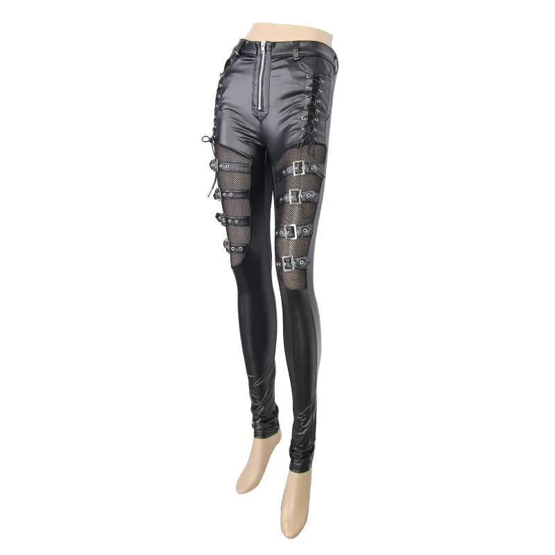 'Exene' Faux-Leather Punk Pants