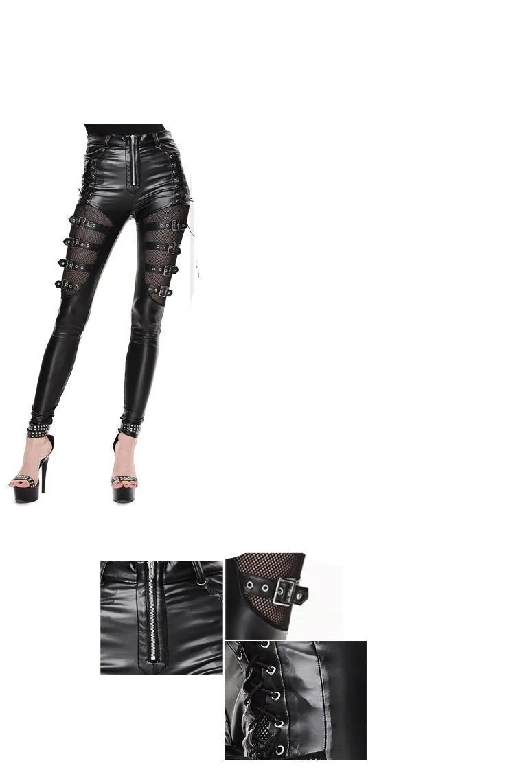 'Exene' Faux-Leather Punk Pants