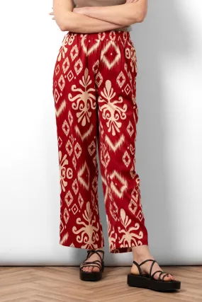 Fifi Wide Leg Trousers - Red, Ikat