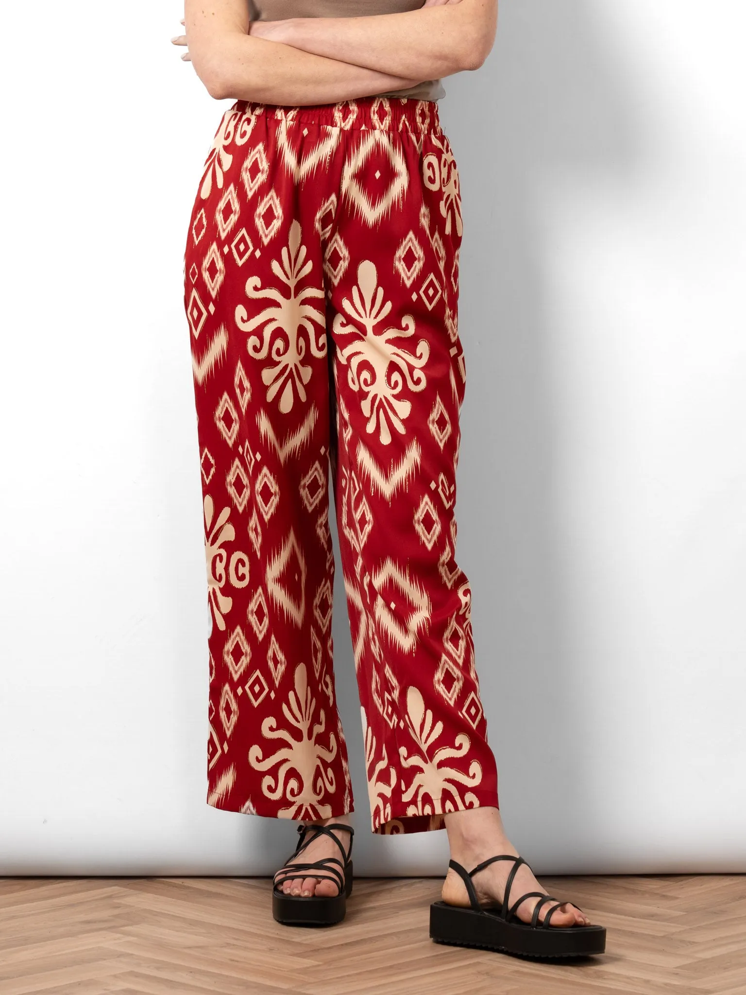 Fifi Wide Leg Trousers - Red, Ikat