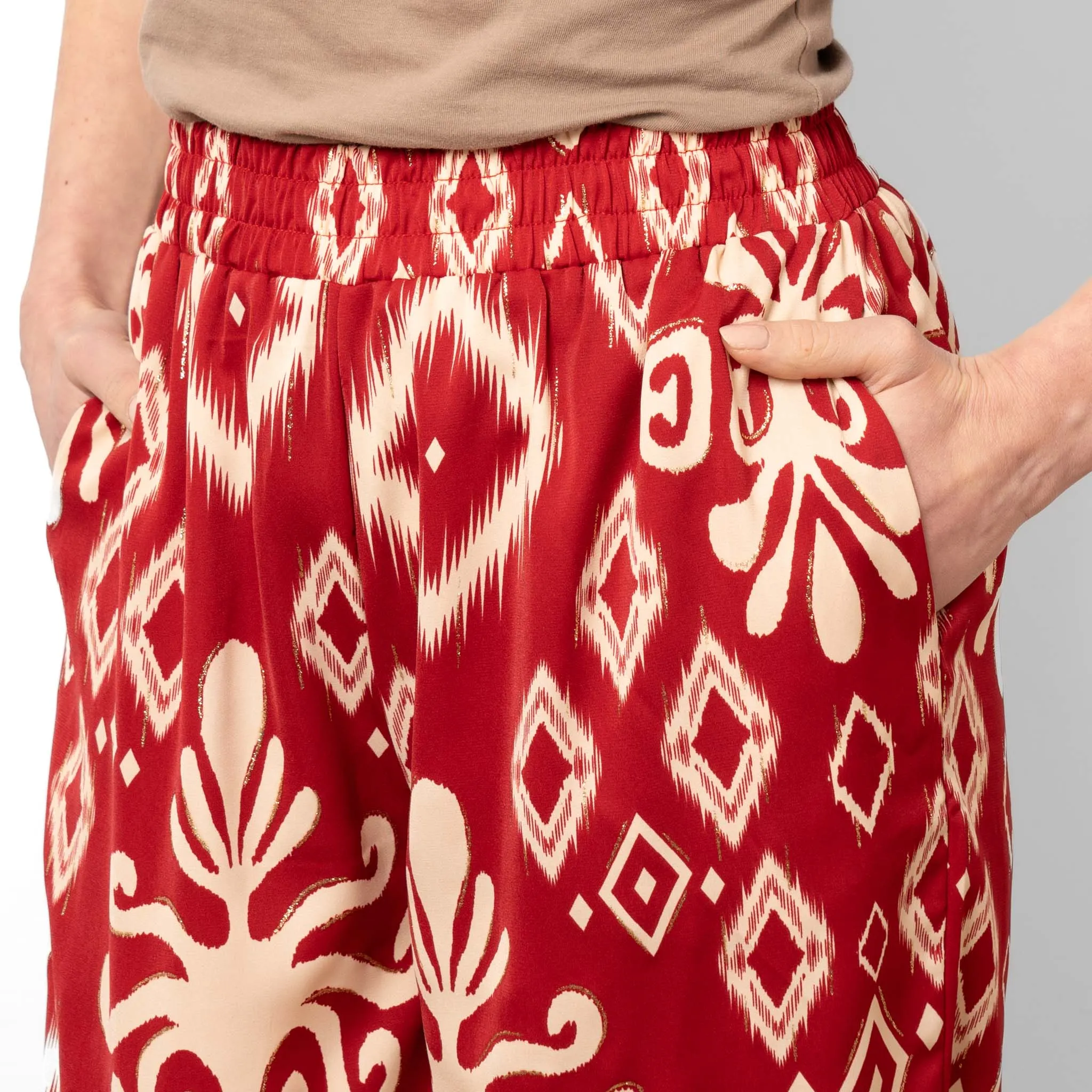 Fifi Wide Leg Trousers - Red, Ikat