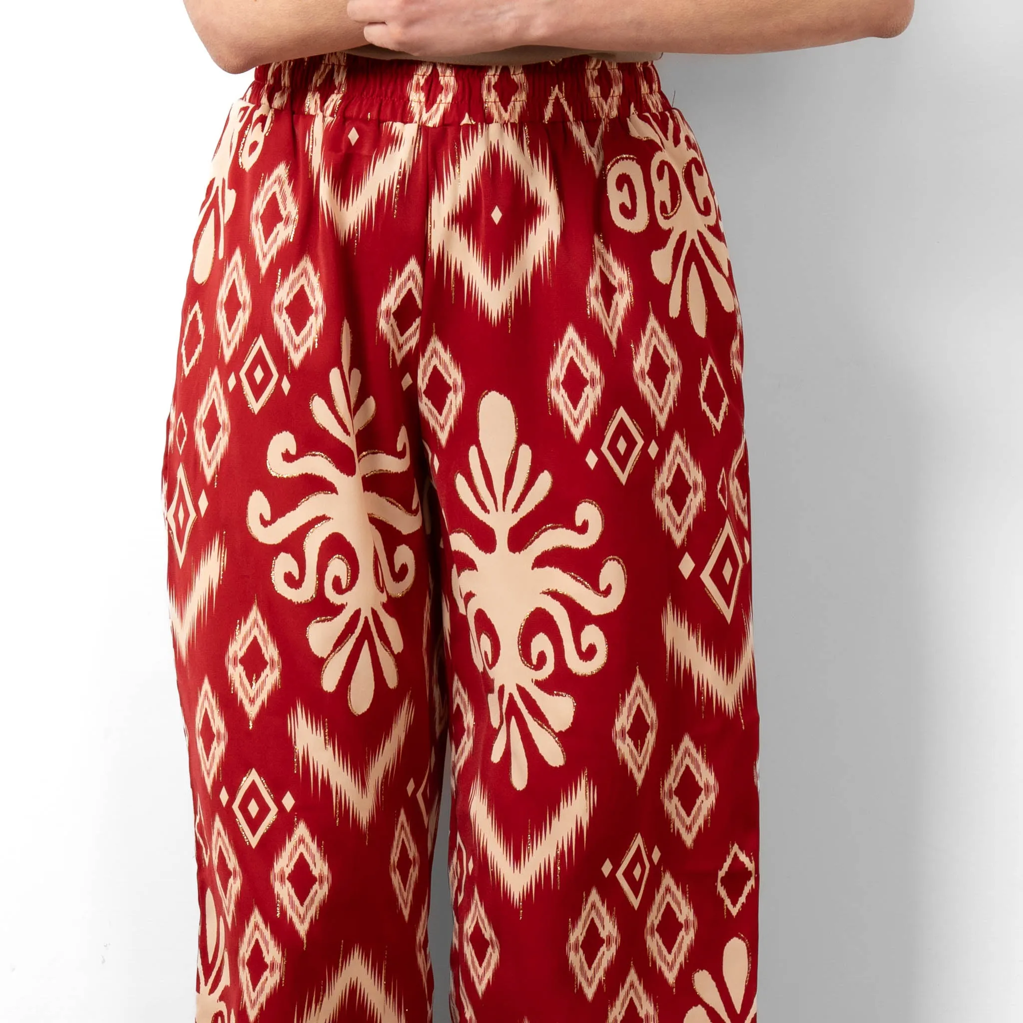 Fifi Wide Leg Trousers - Red, Ikat