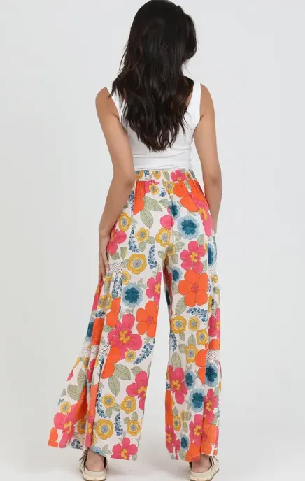 Floral Print Wide Leg Pants