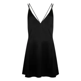 Freudian Silk Mini Slip Dress - Black