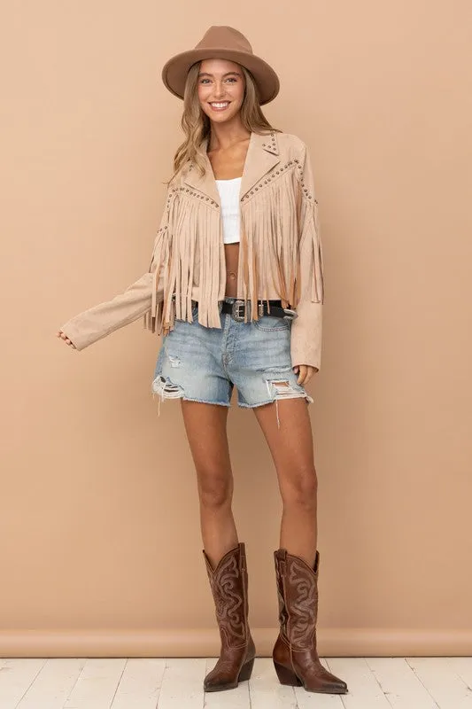 Fringe Suede studded crop jacket