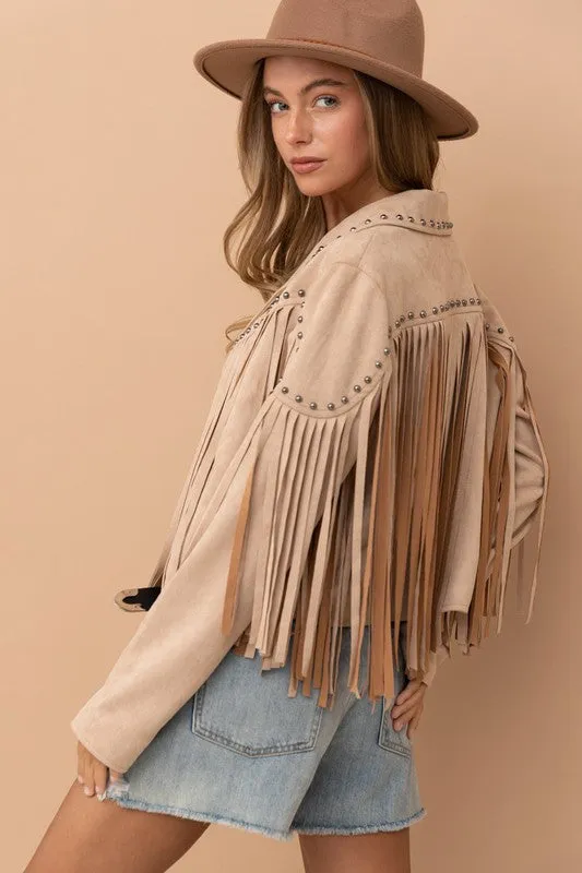 Fringe Suede studded crop jacket