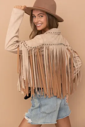 Fringe Suede studded crop jacket