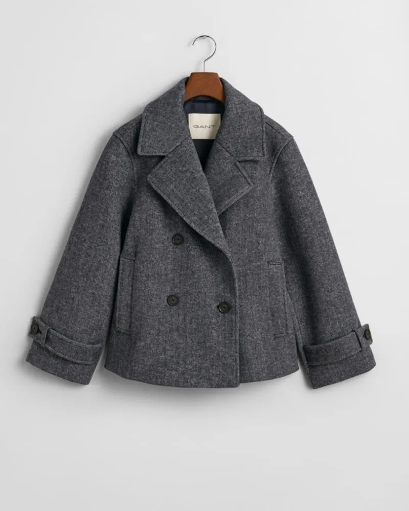 Gant Apparel Womens CROPPED HERRINGBONE WOOL JACKET 433/EVENING BLUE