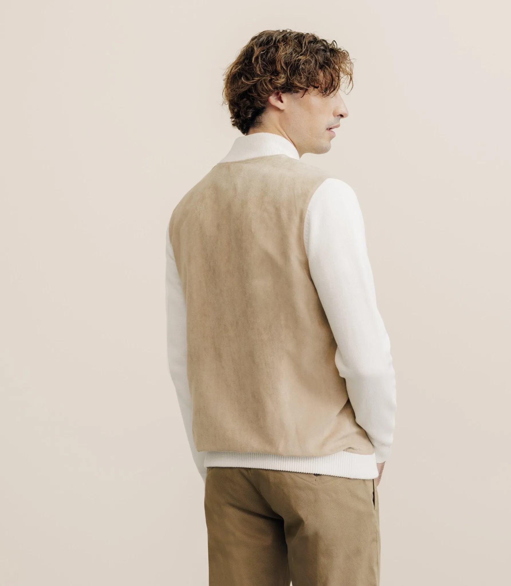 Gilet bi matière beige