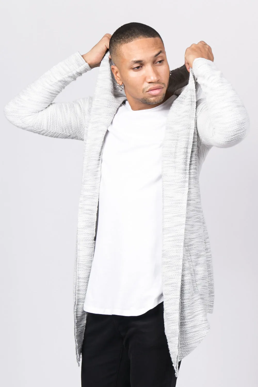 Gilet cape Homme chiné gris clair 1728C