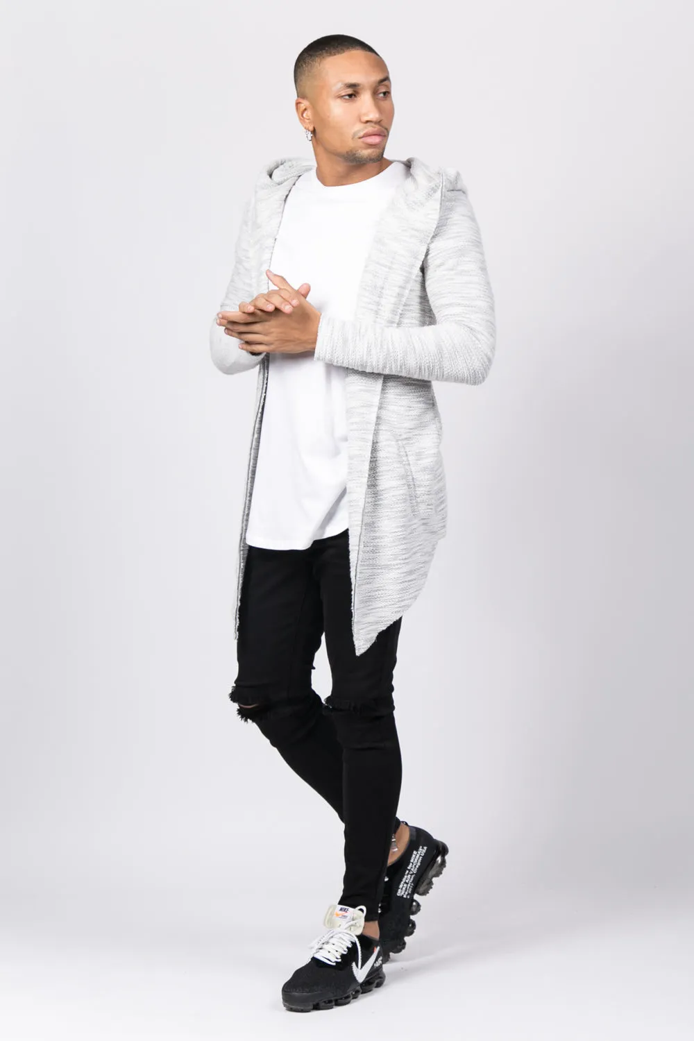 Gilet cape Homme chiné gris clair 1728C