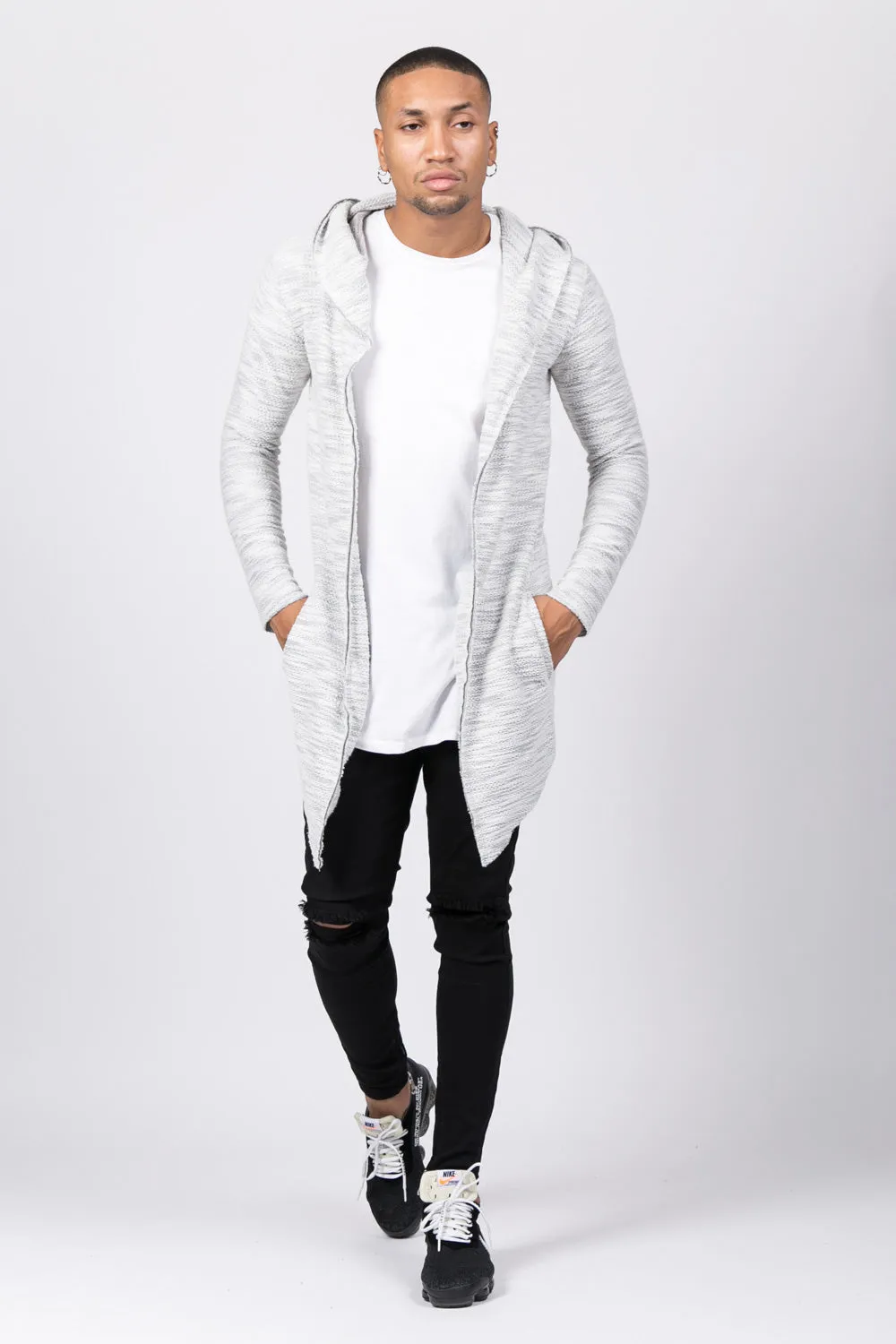 Gilet cape Homme chiné gris clair 1728C