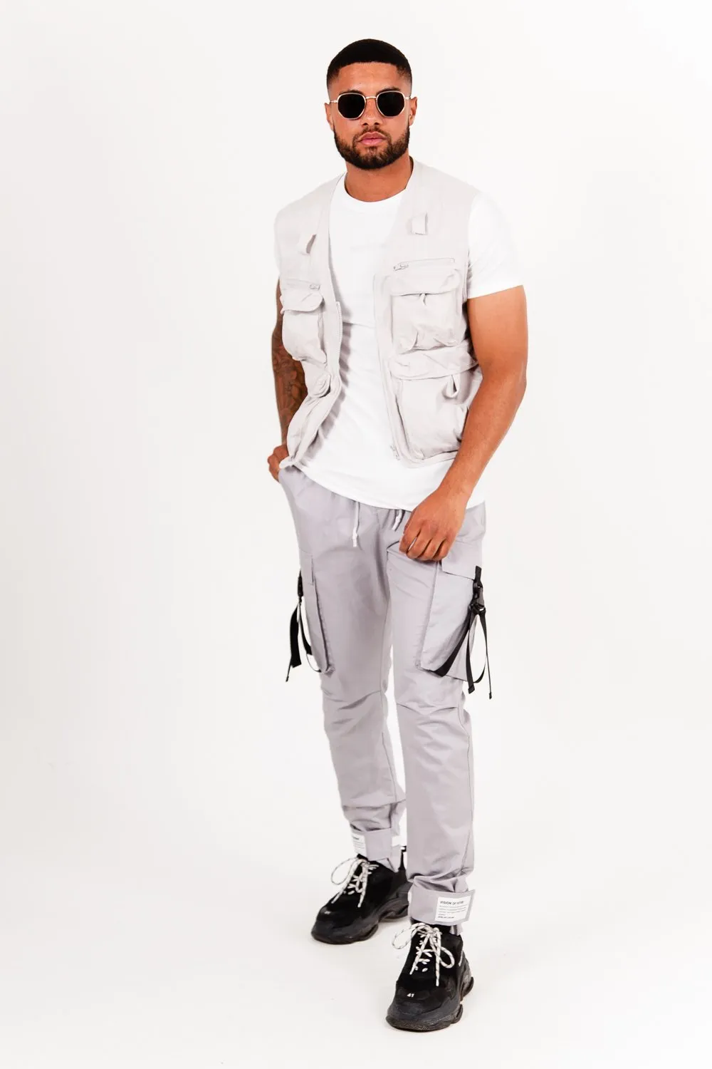 Gilet court multipoches Gris