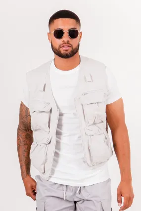 Gilet court multipoches Gris