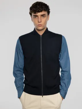Gilet in Lana taglio Bomber Blu