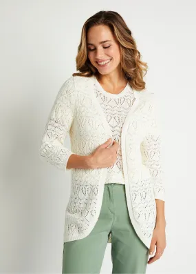 Gilet long ajouré coton manches 3/4