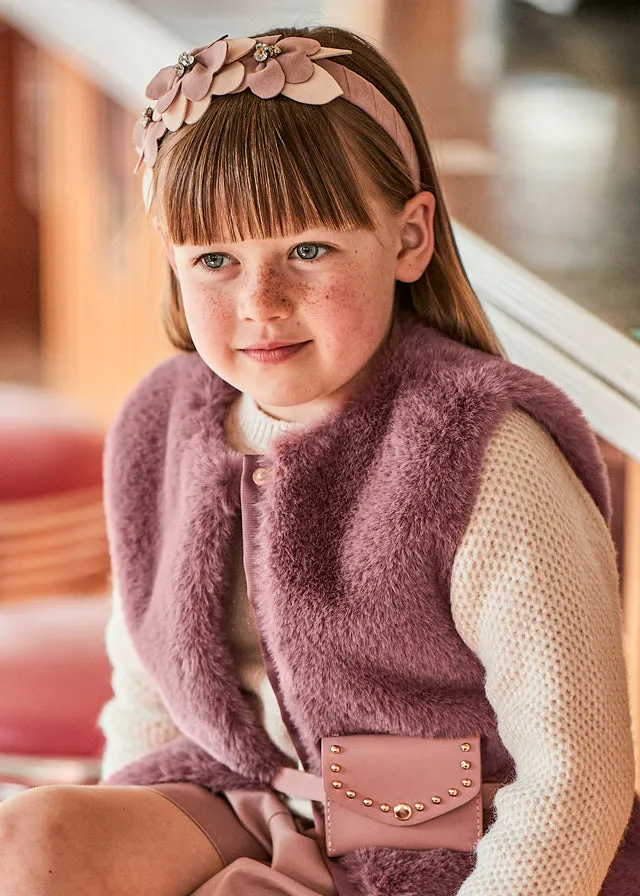 Gilet Pellicciotto Viola con Cintura