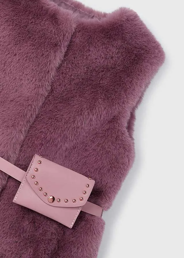 Gilet Pellicciotto Viola con Cintura