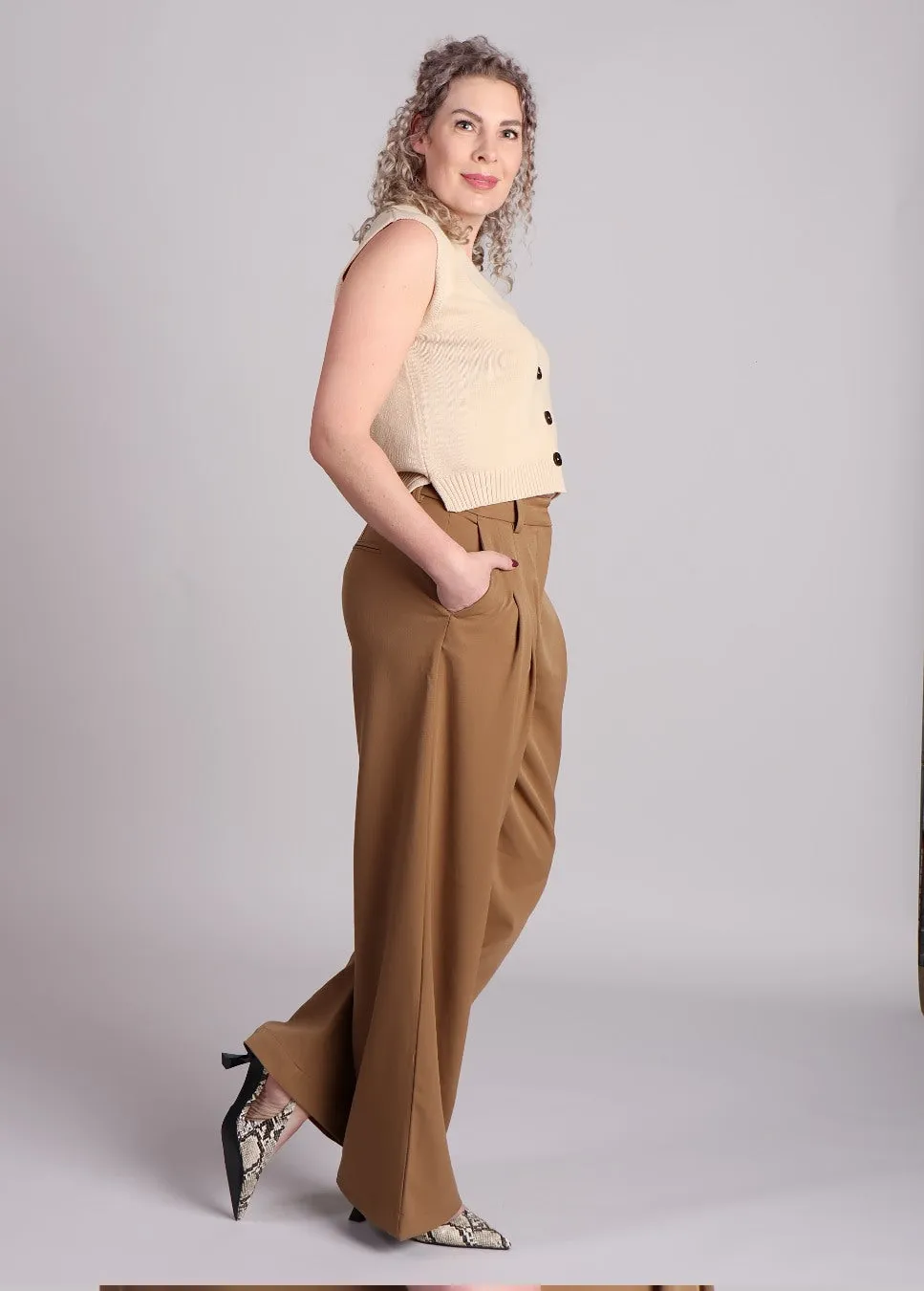Grace & Mila Pancake gilet gebreid Beige