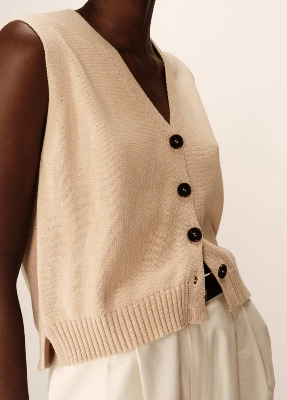 Grace & Mila Pancake gilet gebreid Beige