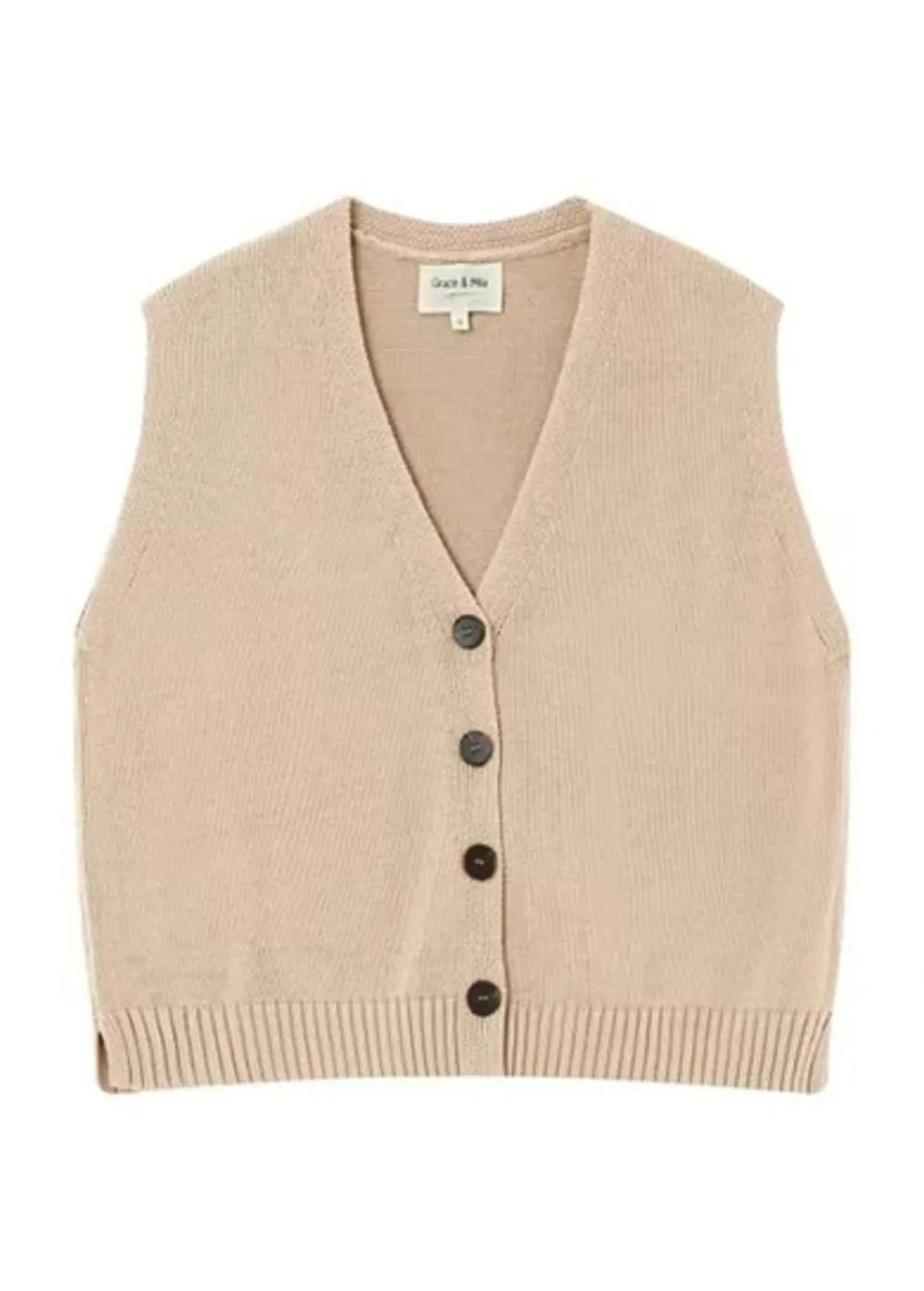 Grace & Mila Pancake gilet gebreid Beige