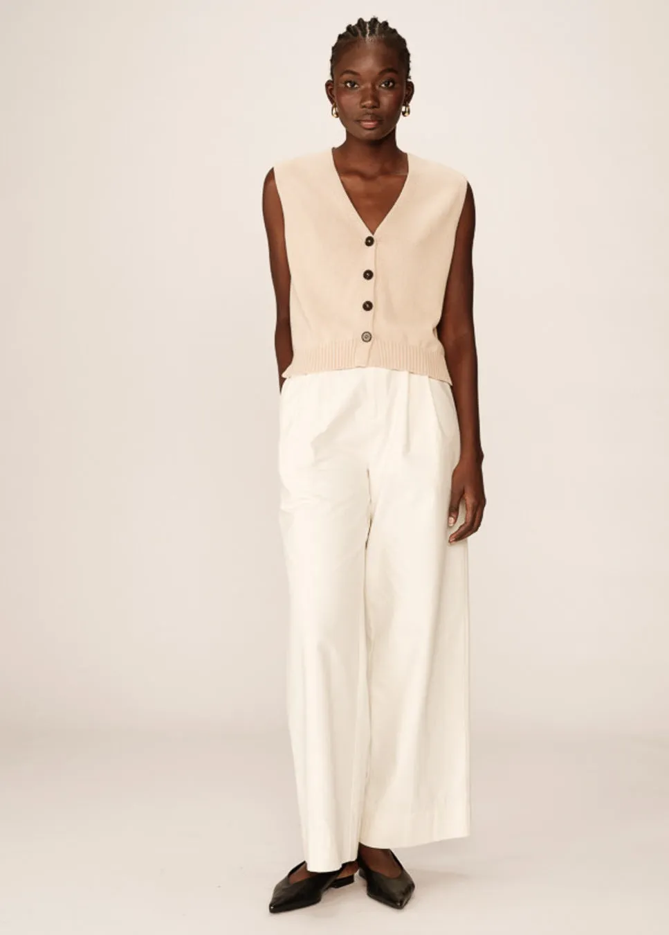 Grace & Mila Pancake gilet gebreid Beige