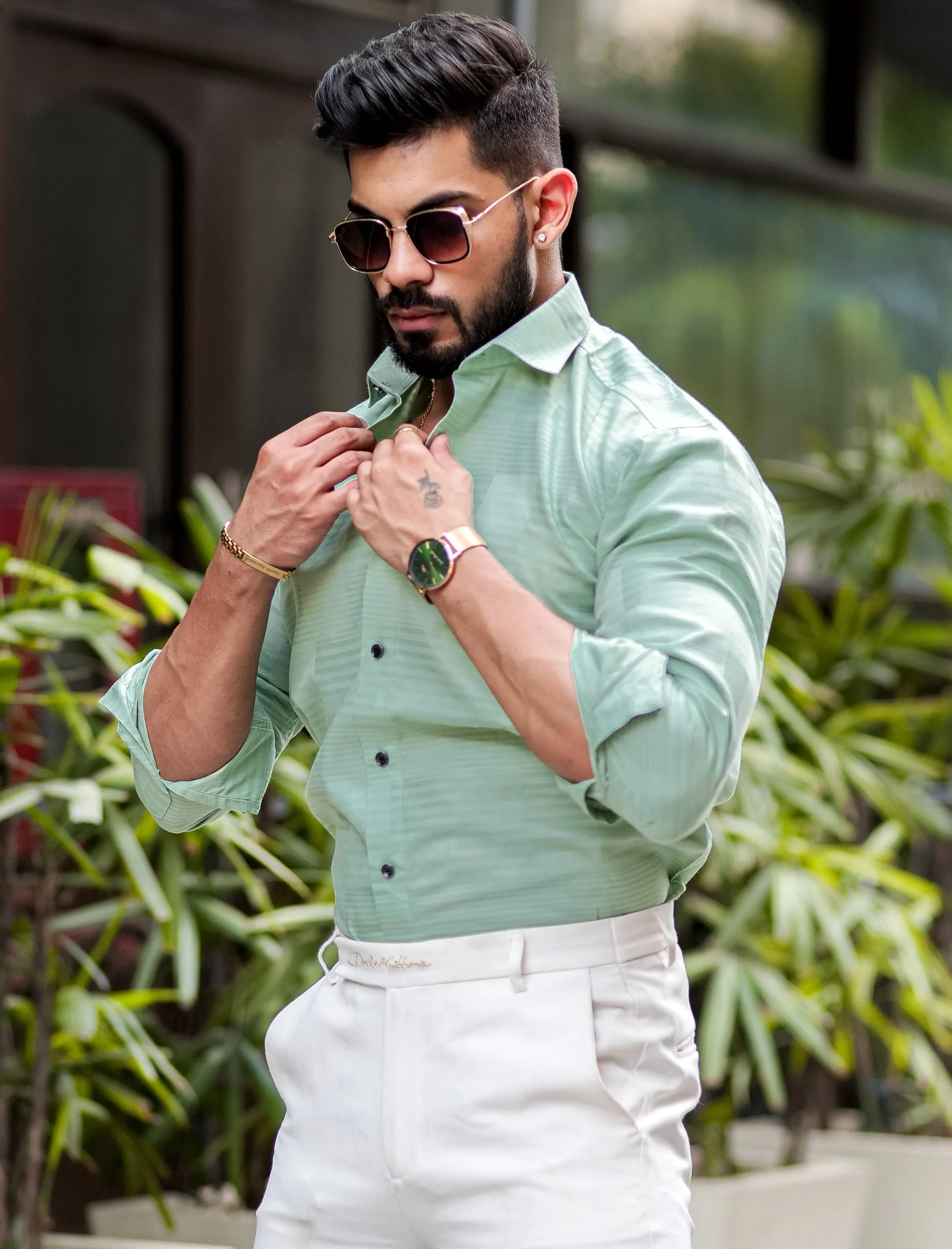 Green Texture Premium Cotton Shirt