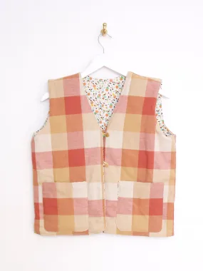 Handcrafted vest waistcoat with vintage cotton fabric