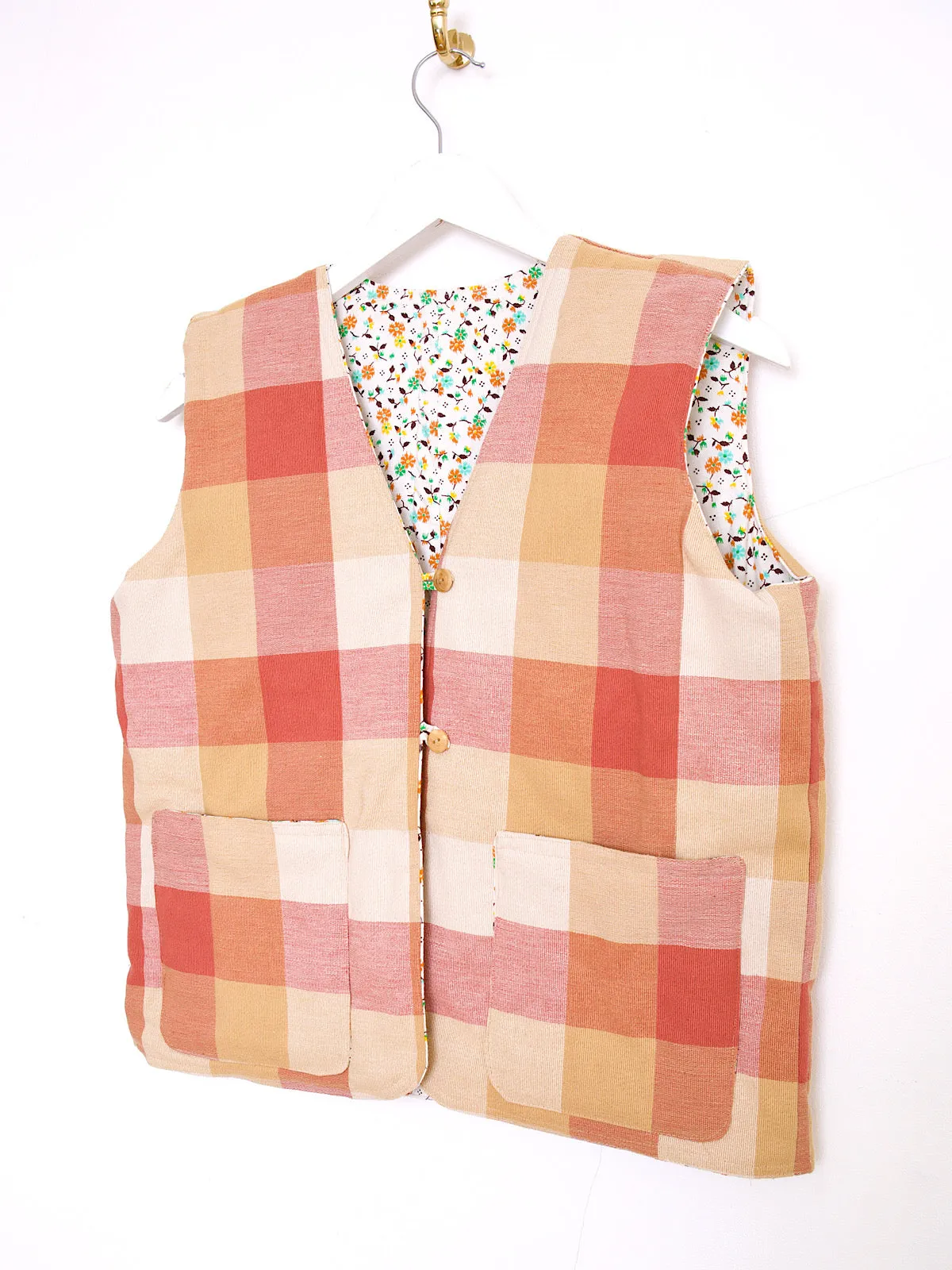 Handcrafted vest waistcoat with vintage cotton fabric