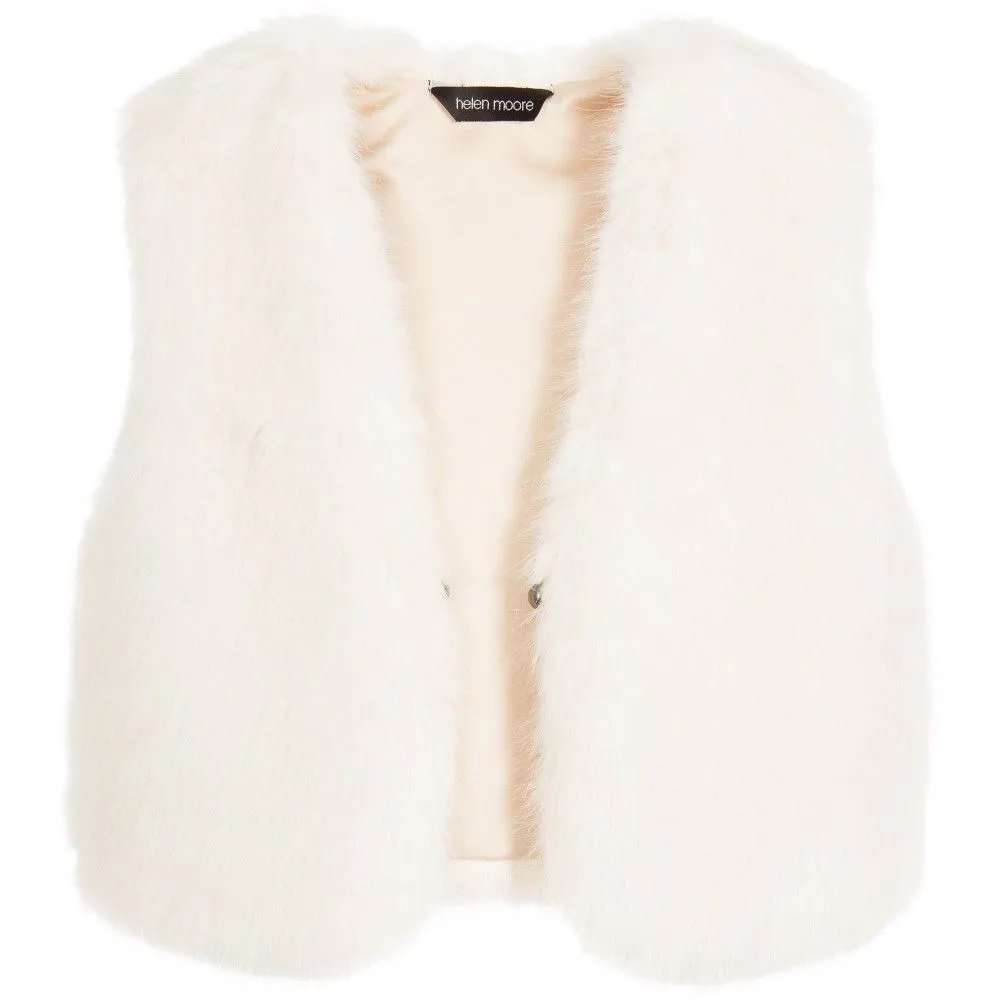 HELEN MOORE GIRLS ERMINE WHITE FAUX FUR WAISTCOAT GILET 4-6 YEARS