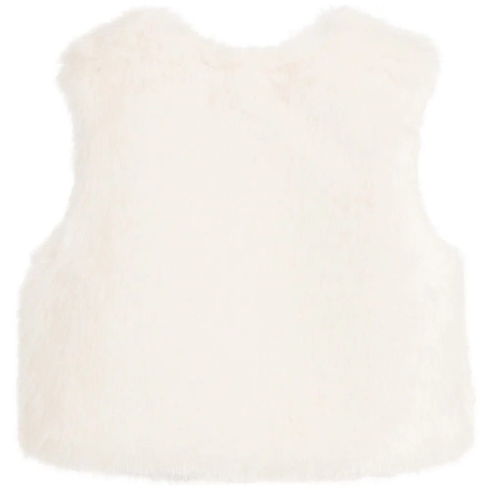 HELEN MOORE GIRLS ERMINE WHITE FAUX FUR WAISTCOAT GILET 4-6 YEARS
