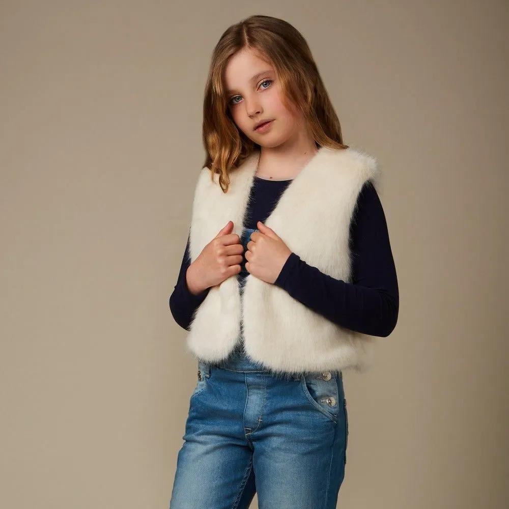 HELEN MOORE GIRLS ERMINE WHITE FAUX FUR WAISTCOAT GILET 4-6 YEARS