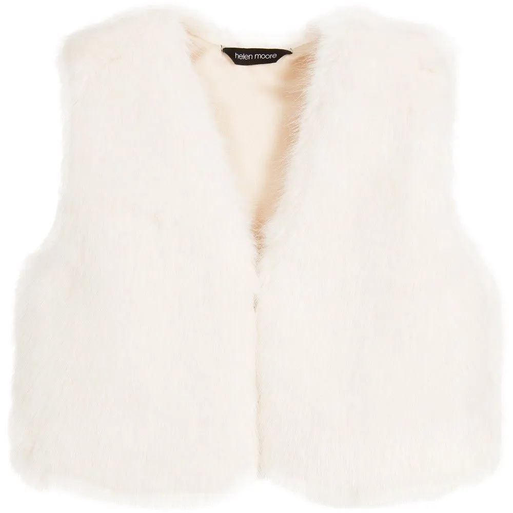 HELEN MOORE GIRLS ERMINE WHITE FAUX FUR WAISTCOAT GILET 4-6 YEARS