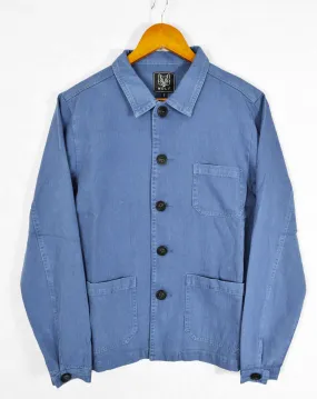 Herringbone Cotton Twill Chore Jacket Mid Blue