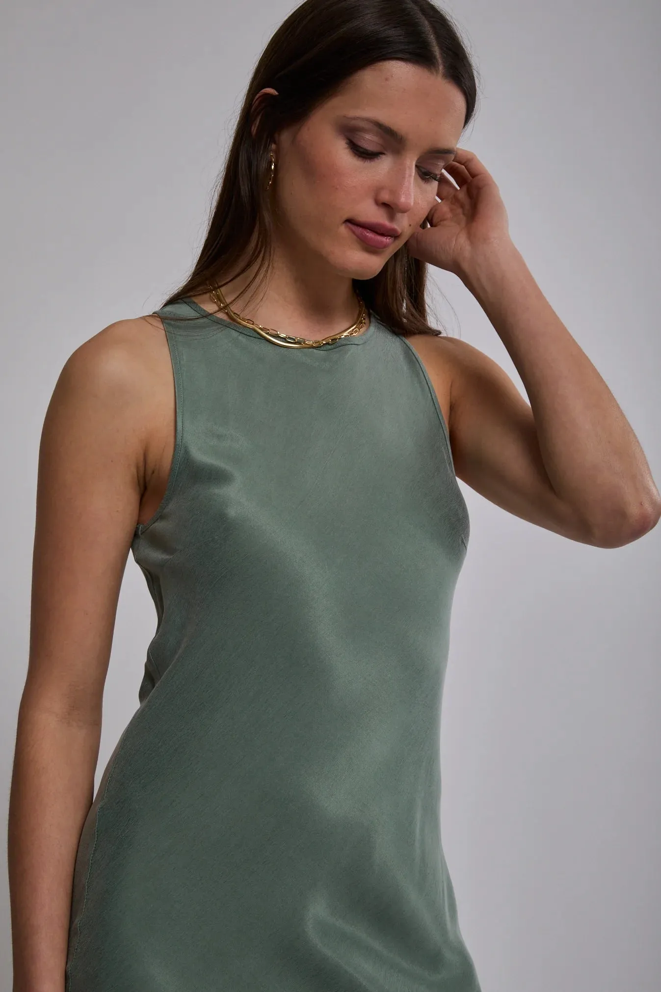 Indigo Slip Dress - Green Smoke