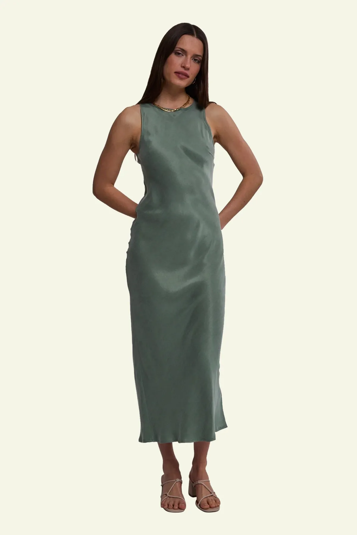 Indigo Slip Dress - Green Smoke