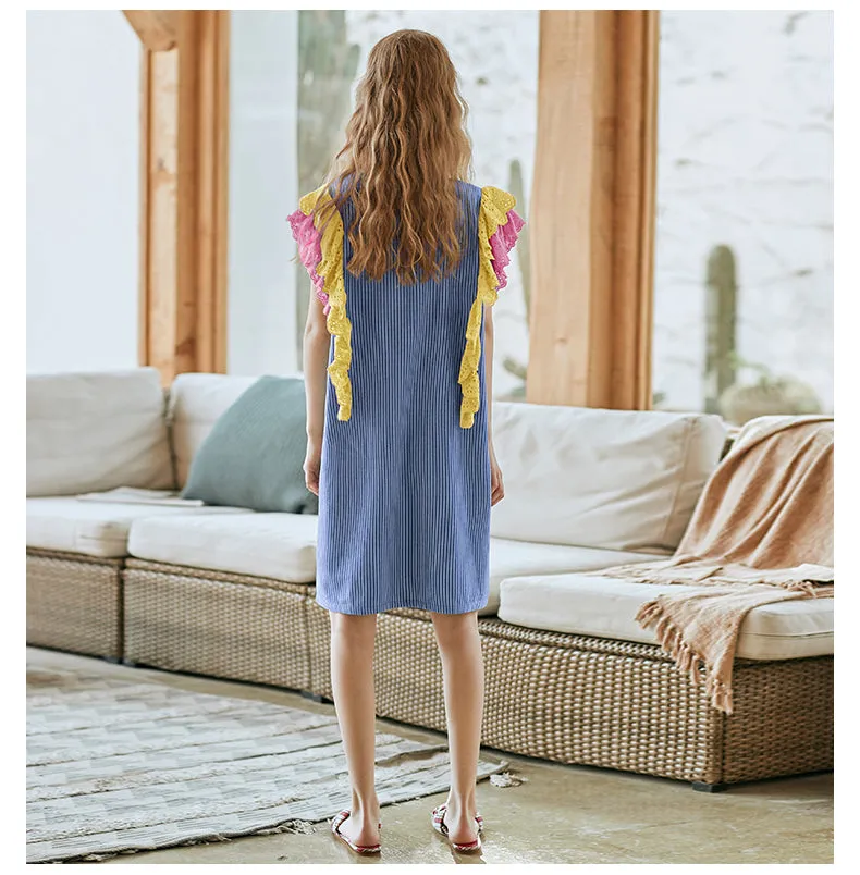 JAM PRINCESS EMBROIDERY FRILL SLEEVE DRESS WITH PATCHES
