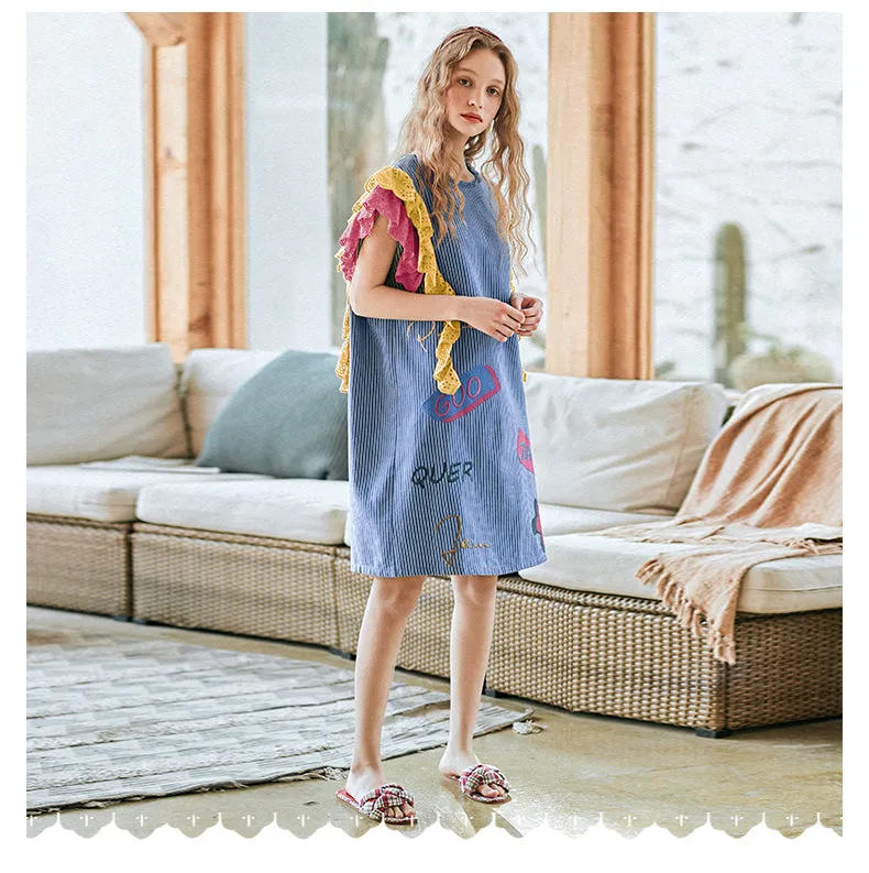 JAM PRINCESS EMBROIDERY FRILL SLEEVE DRESS WITH PATCHES
