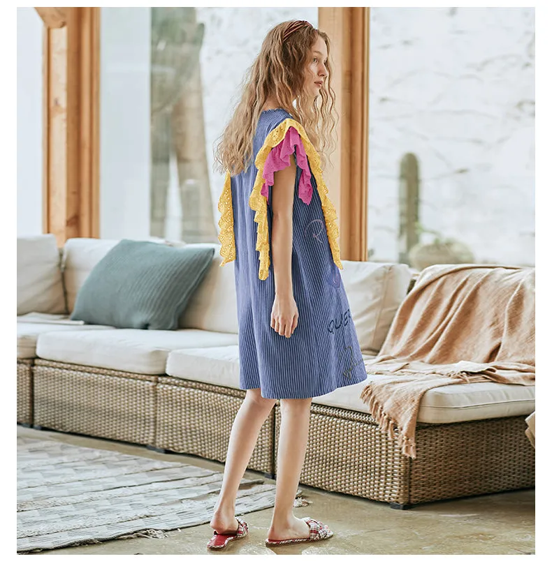 JAM PRINCESS EMBROIDERY FRILL SLEEVE DRESS WITH PATCHES