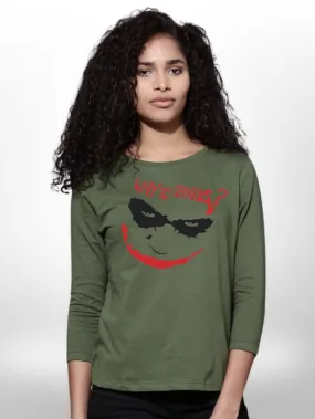 Joker Printed 4 Quarter Sleeve Ladies T-shirt