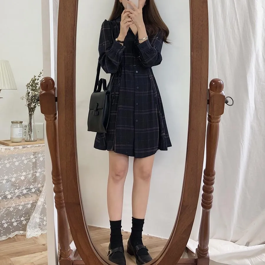 Korean Dress Plaid Shirt
