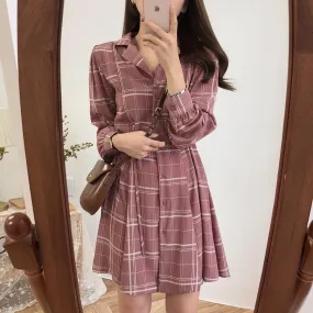 Korean Dress Plaid Shirt