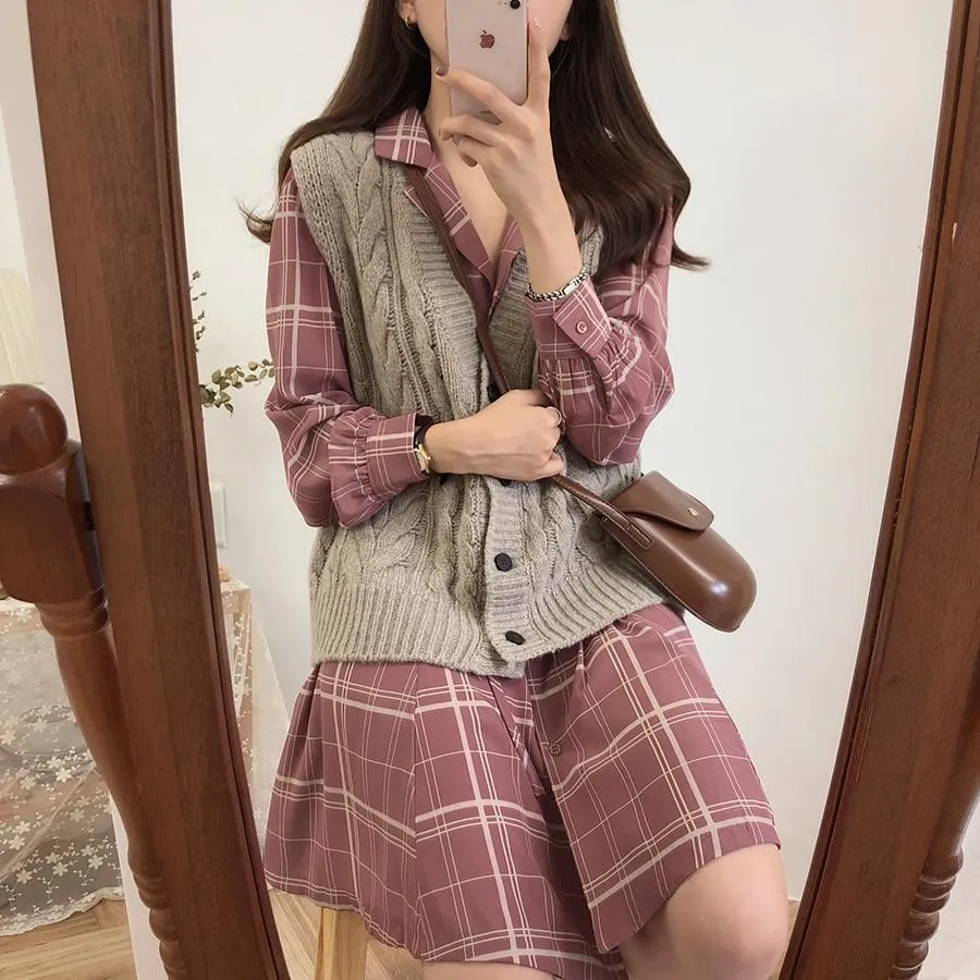 Korean Dress Plaid Shirt
