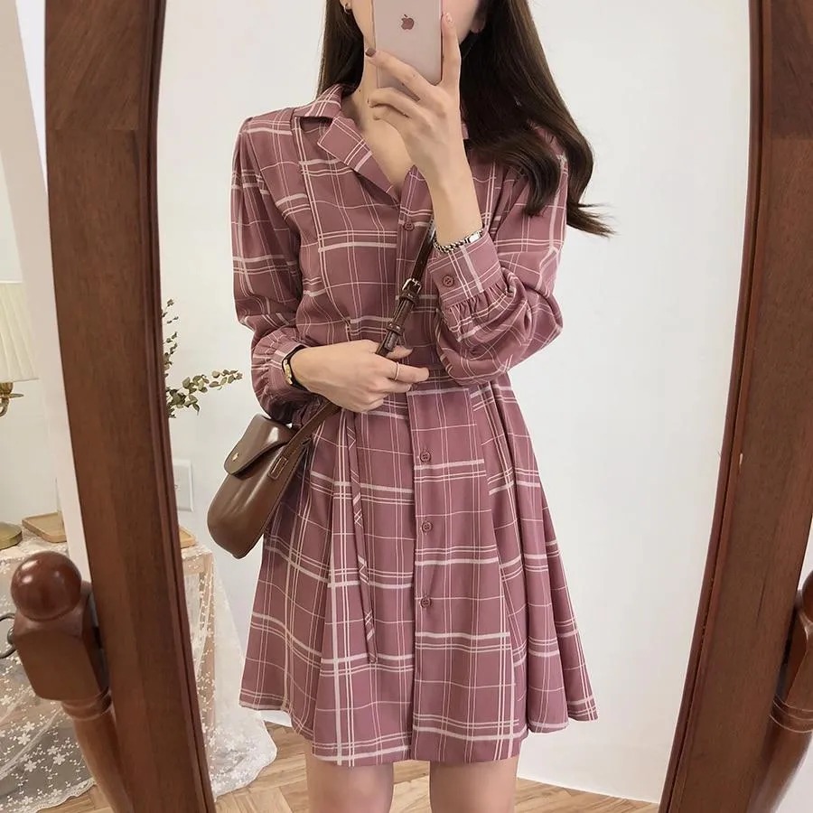Korean Dress Plaid Shirt